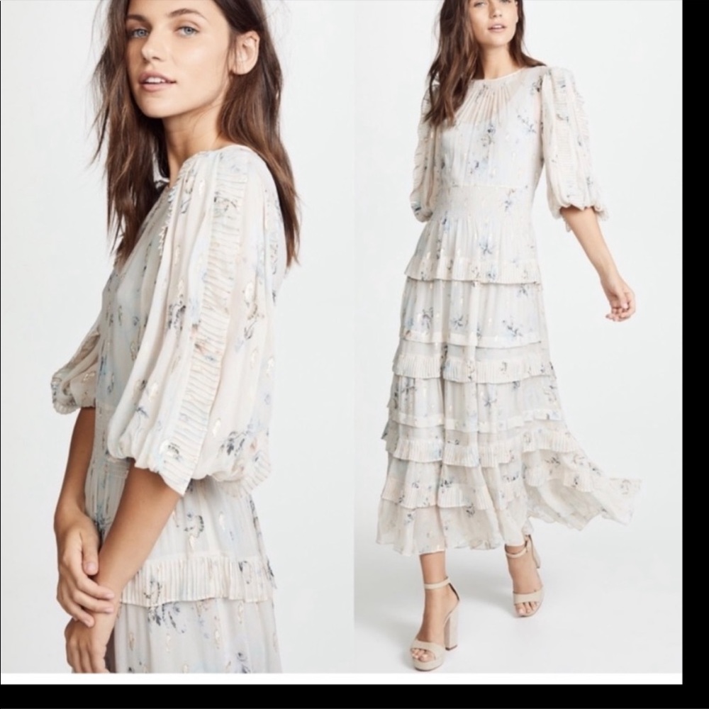 Rebecca Taylor Metallic faded floral dress